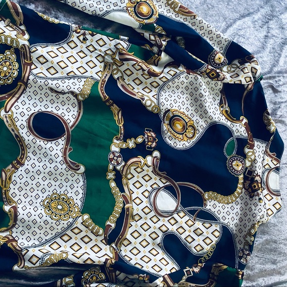 Vintage Inspired Green Black and White Button Down Blouse small - Picture 6 of 10